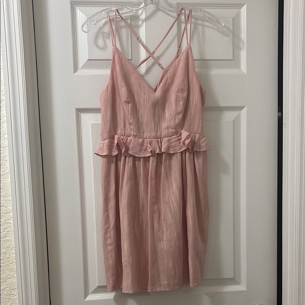 BCBGeneration Light Pink Strappy Ruffle Dress